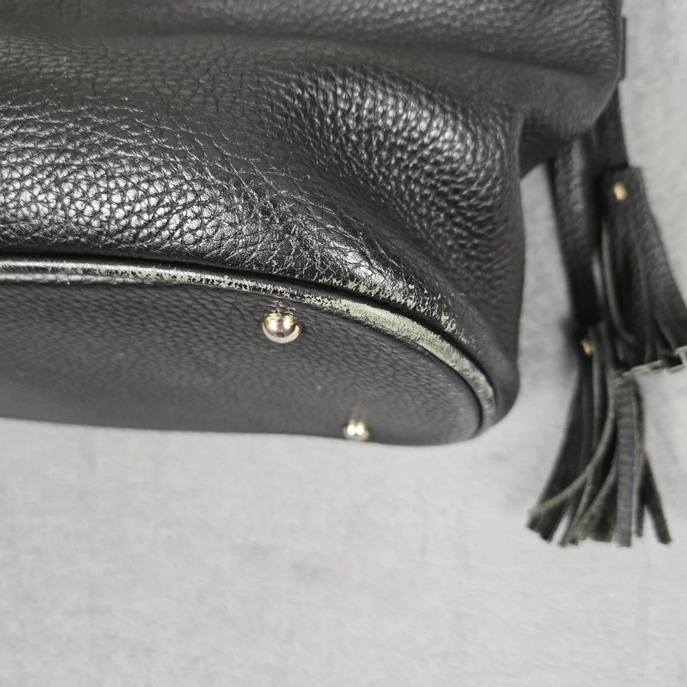 Dooney & Bourke Black Pebble Grain‎ Leather Davis Tassel Tote Bag Shopper